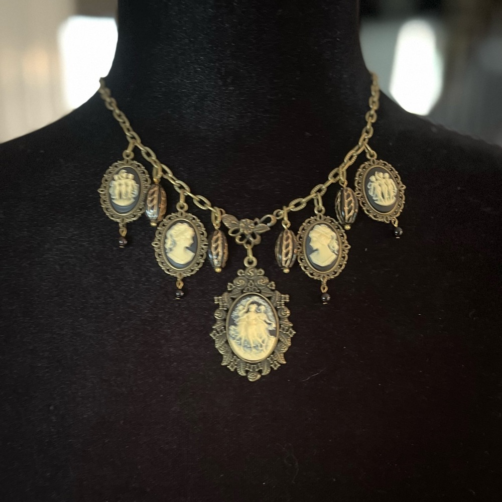 Black Choker Victorian Style Gothic Mourning Cameos Three Graces Muses